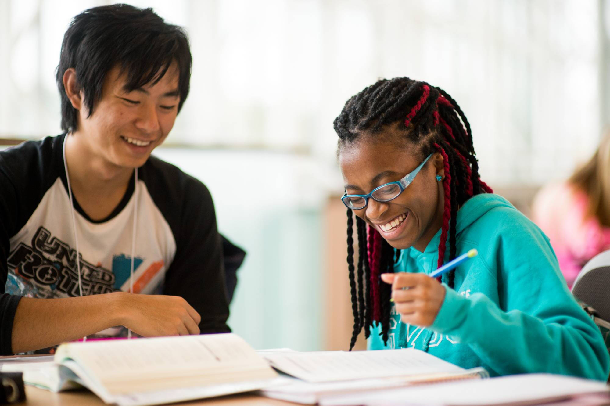 Two students studying together.